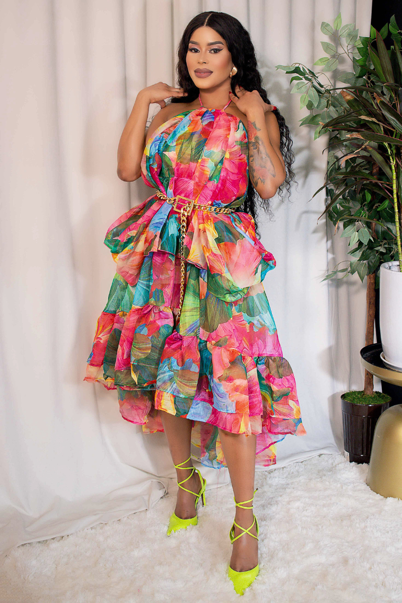 Pink Palms Skirt Set (FINAL SALE)