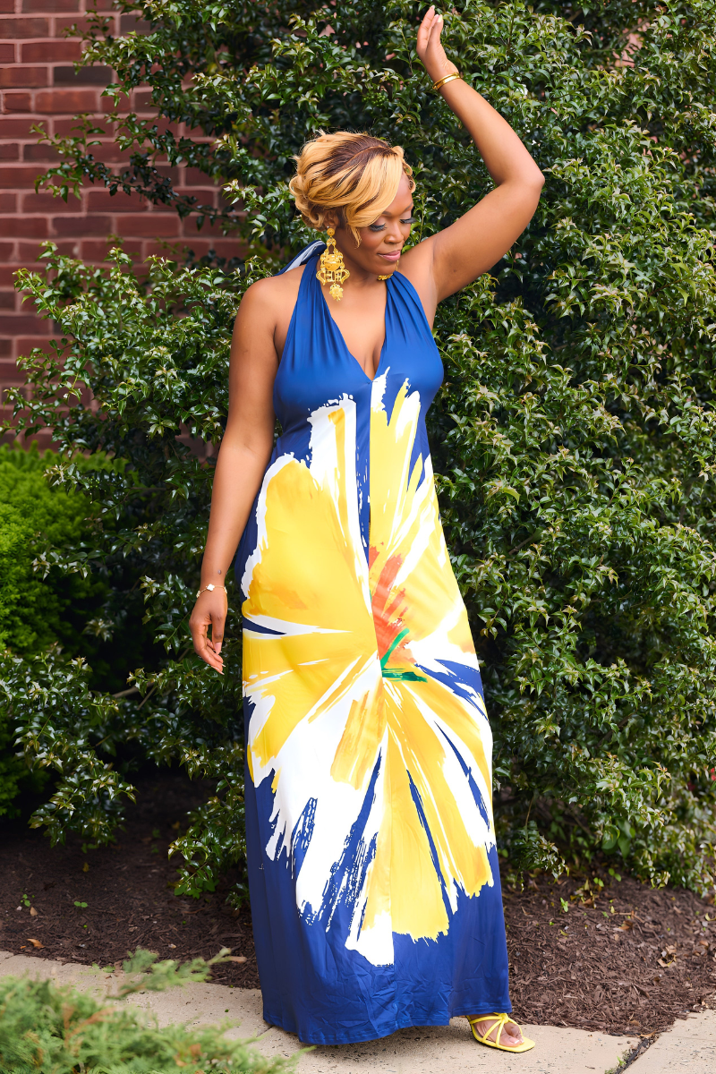 Nautical Sunburst Halter Dress (Final Sale) Blue/Green / Medium (8-10) Nautical Sunburst Halter Dress (Final Sale) Blue/Green / Medium (8-10)