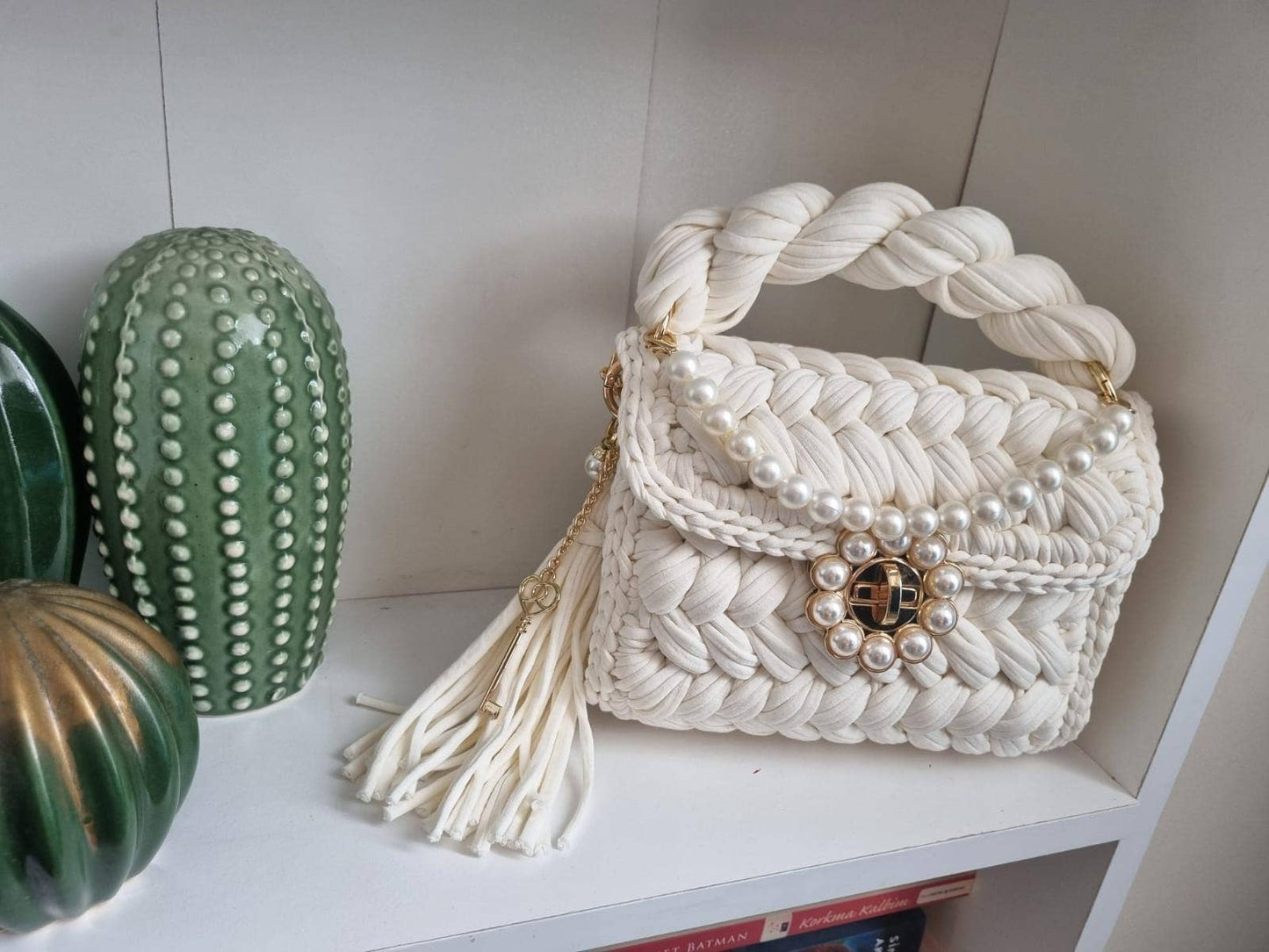 Pearl Elegance Handmade Crochet Bag