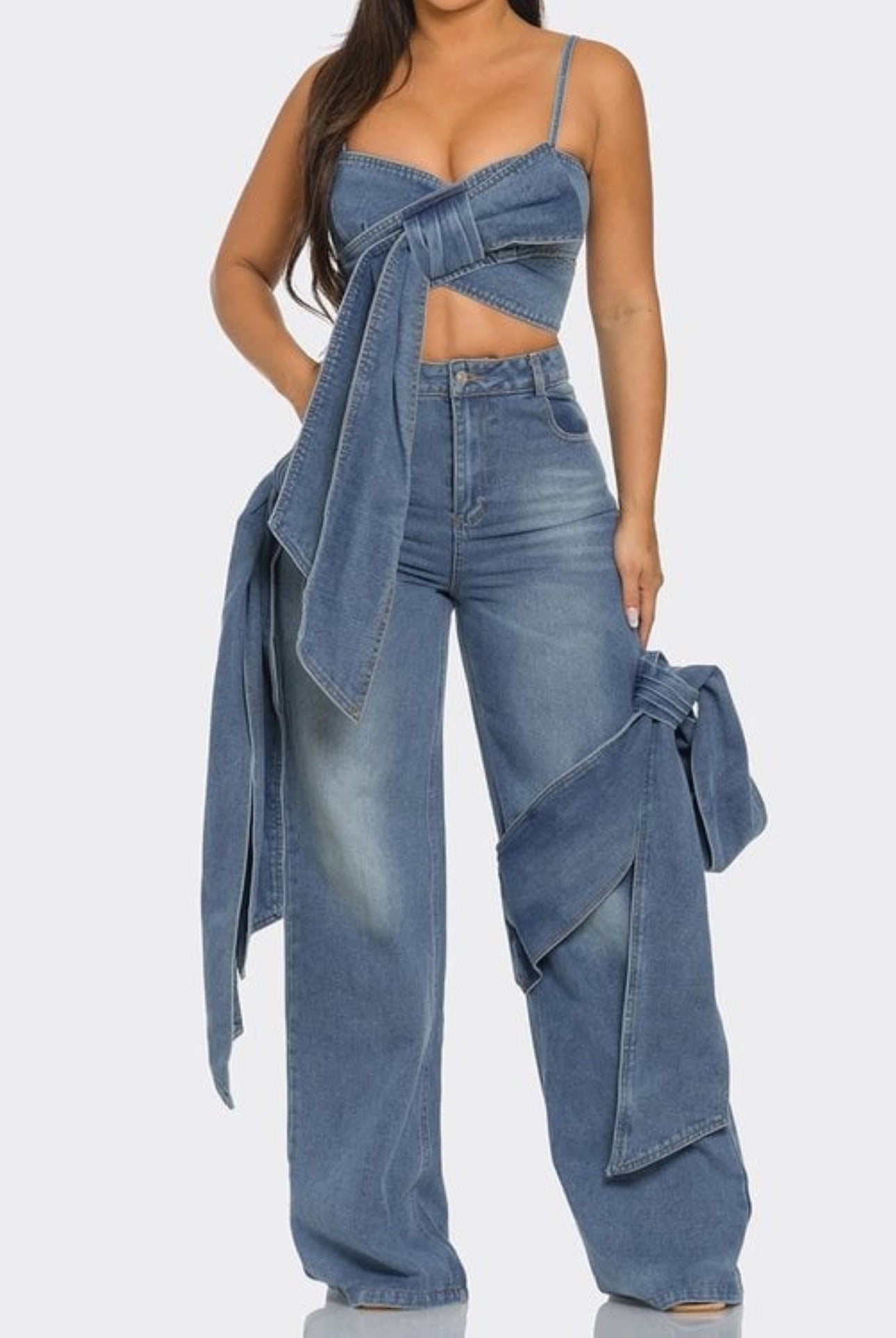 Bow Babe Denim Top