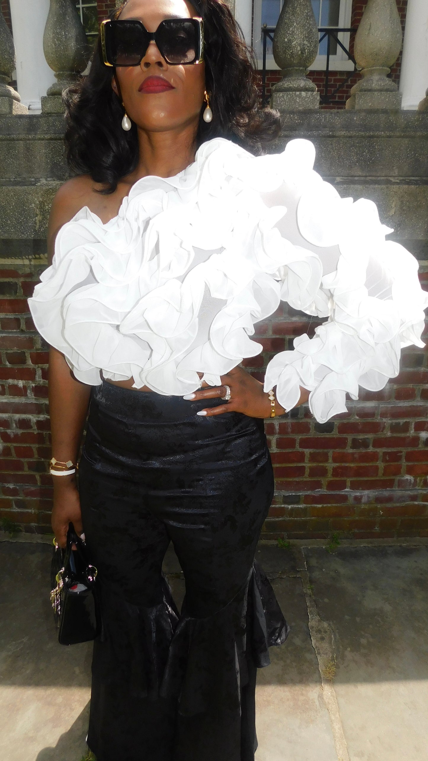 Whimsical One Shoulder Ruffle top