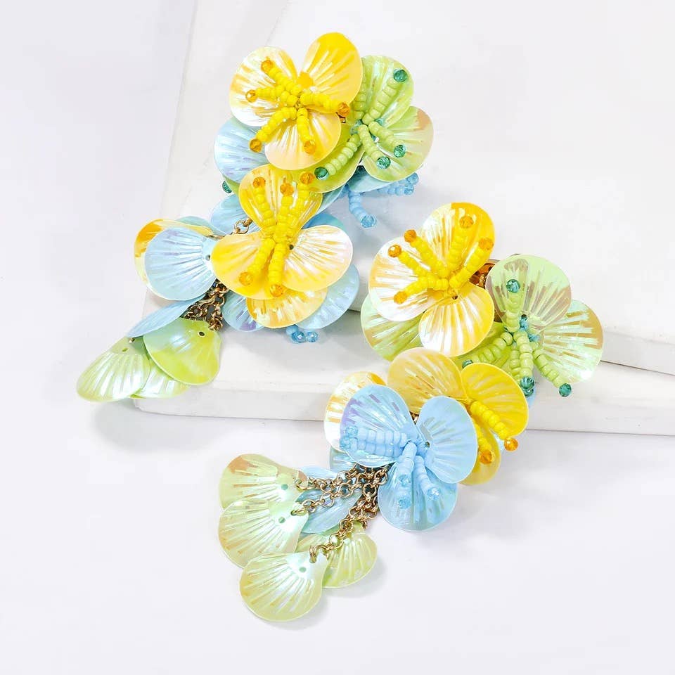 Petal Cascade Drop Statement Earrings
