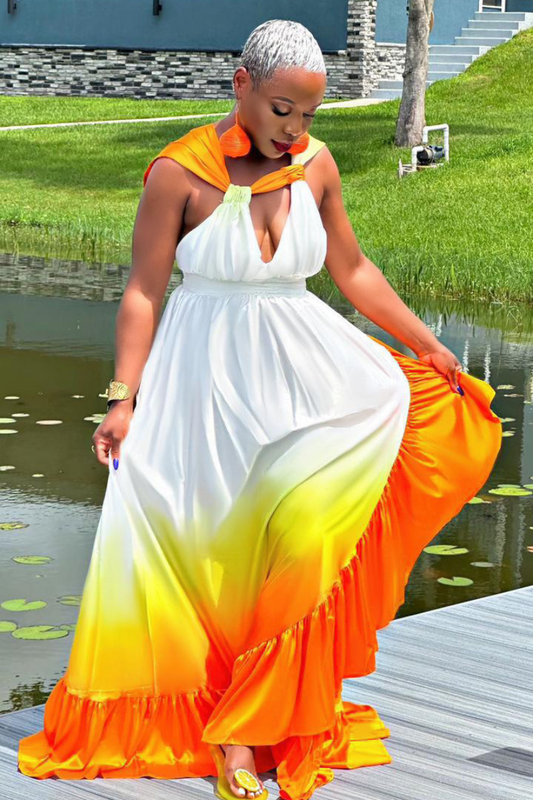 Sunset Set Radiance Asymmetrical Satin Dress (FINAL SALE)