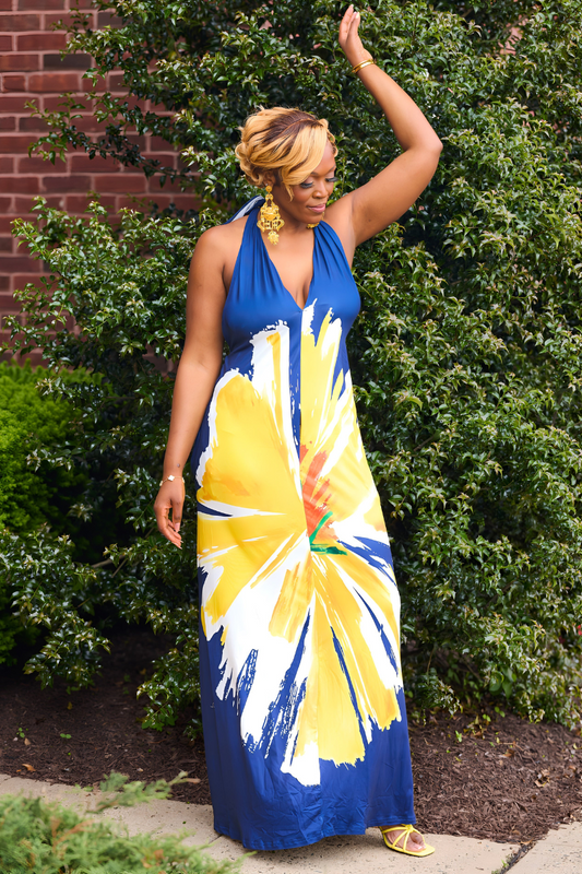 Nautical Sunburst Halter Dress (FINAL SALE)