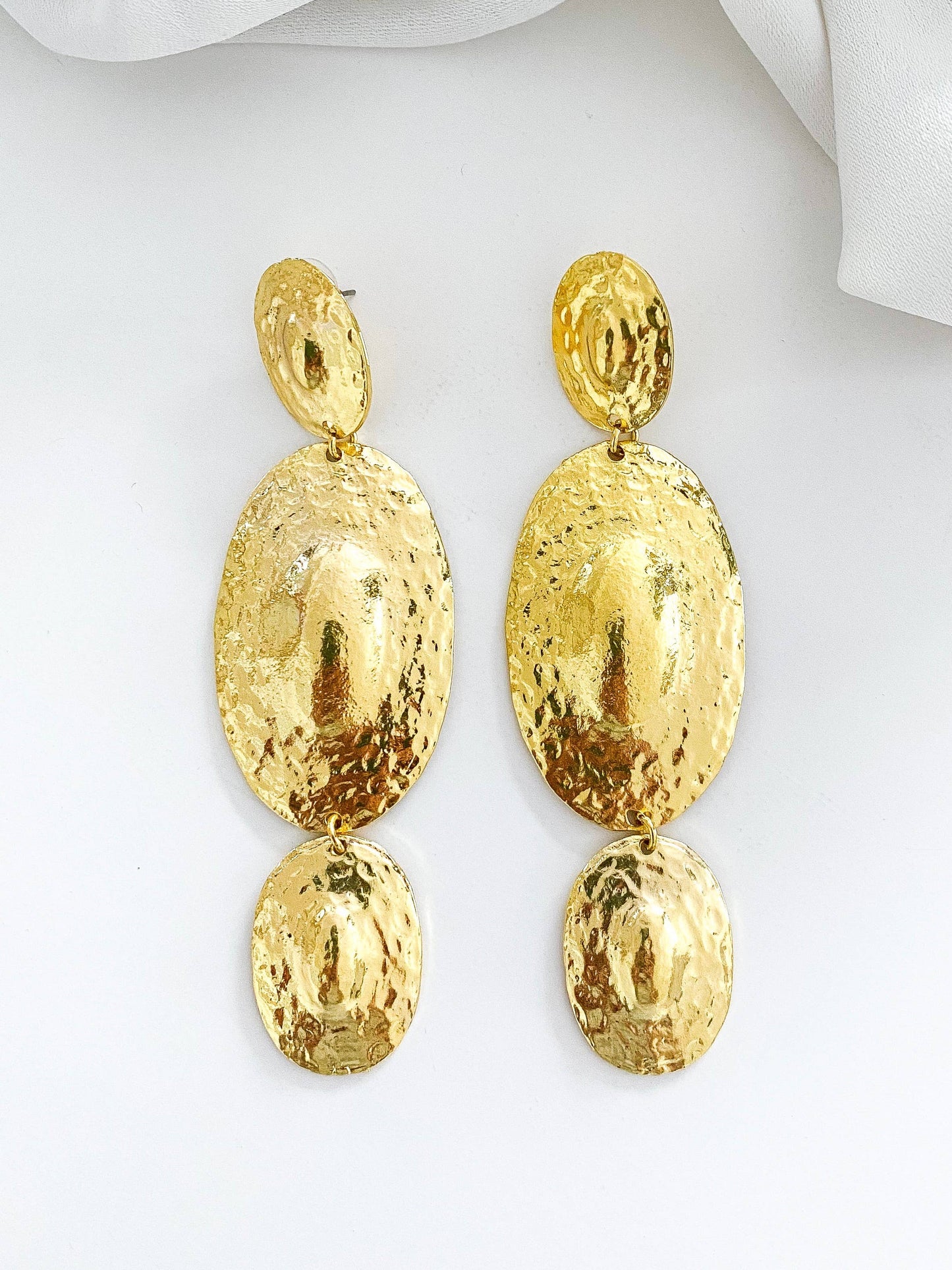 Radiant Disc Droplets Statement Gold Earrings