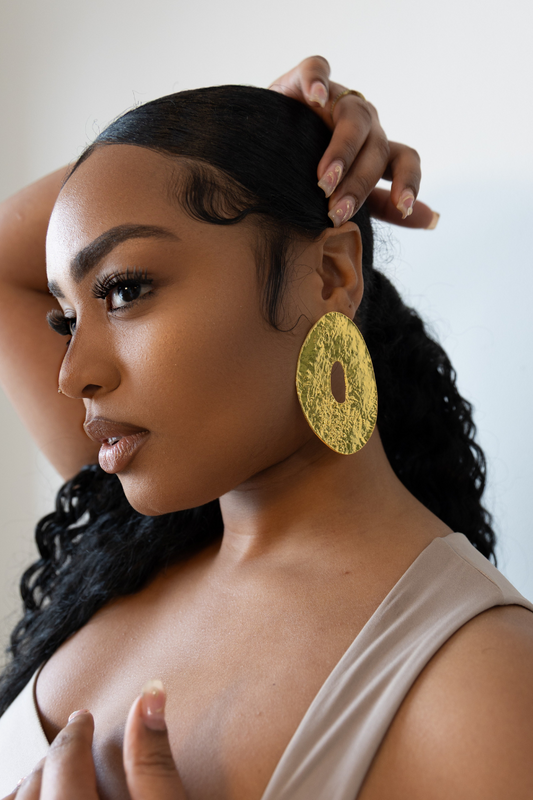 Opulent Oval Statement Gold Earrings