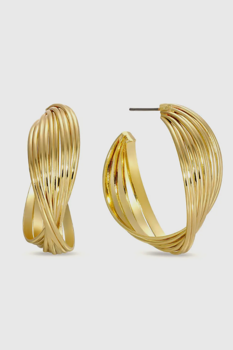 Golden Swirl Loop Earrings