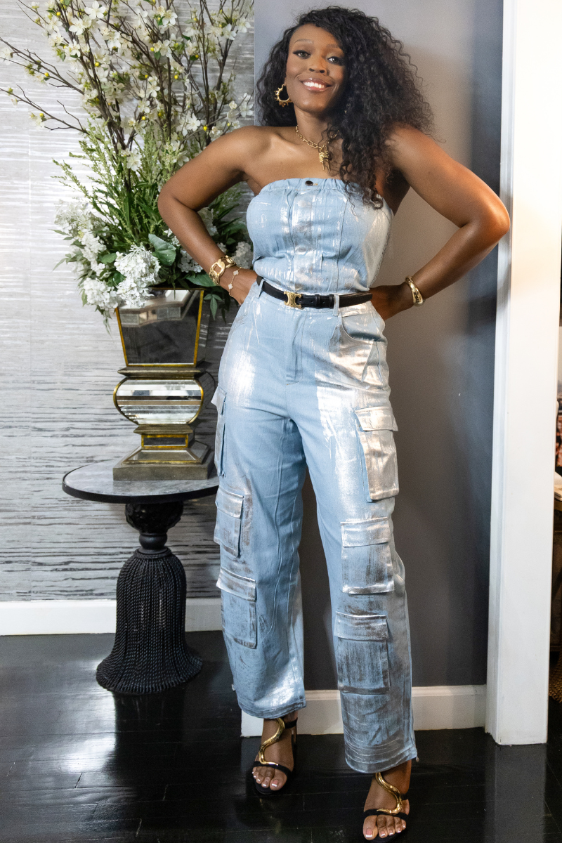 Metallic Denim Fusion Jumpsuit (FINAL SALE)