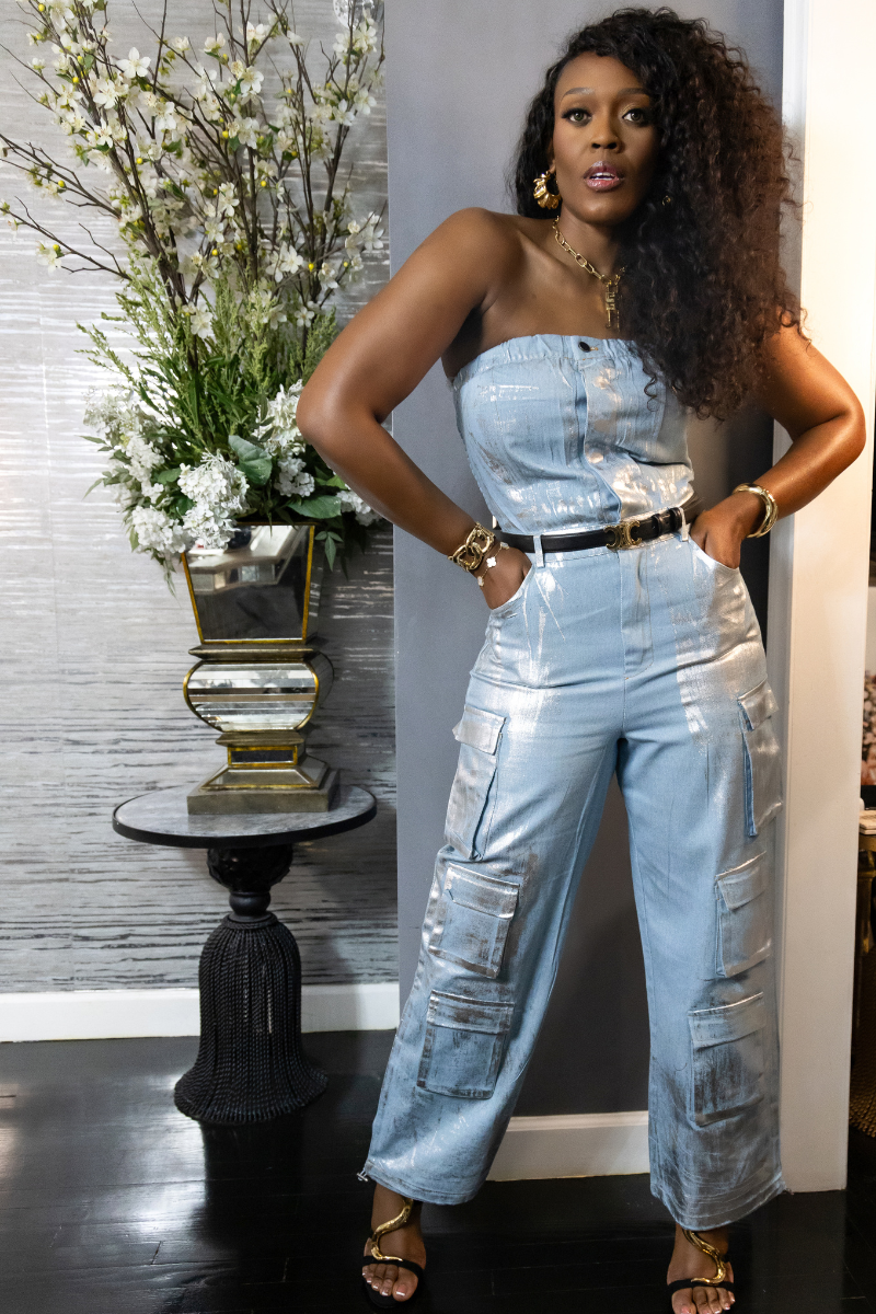 Metallic Denim Fusion Jumpsuit (FINAL SALE)