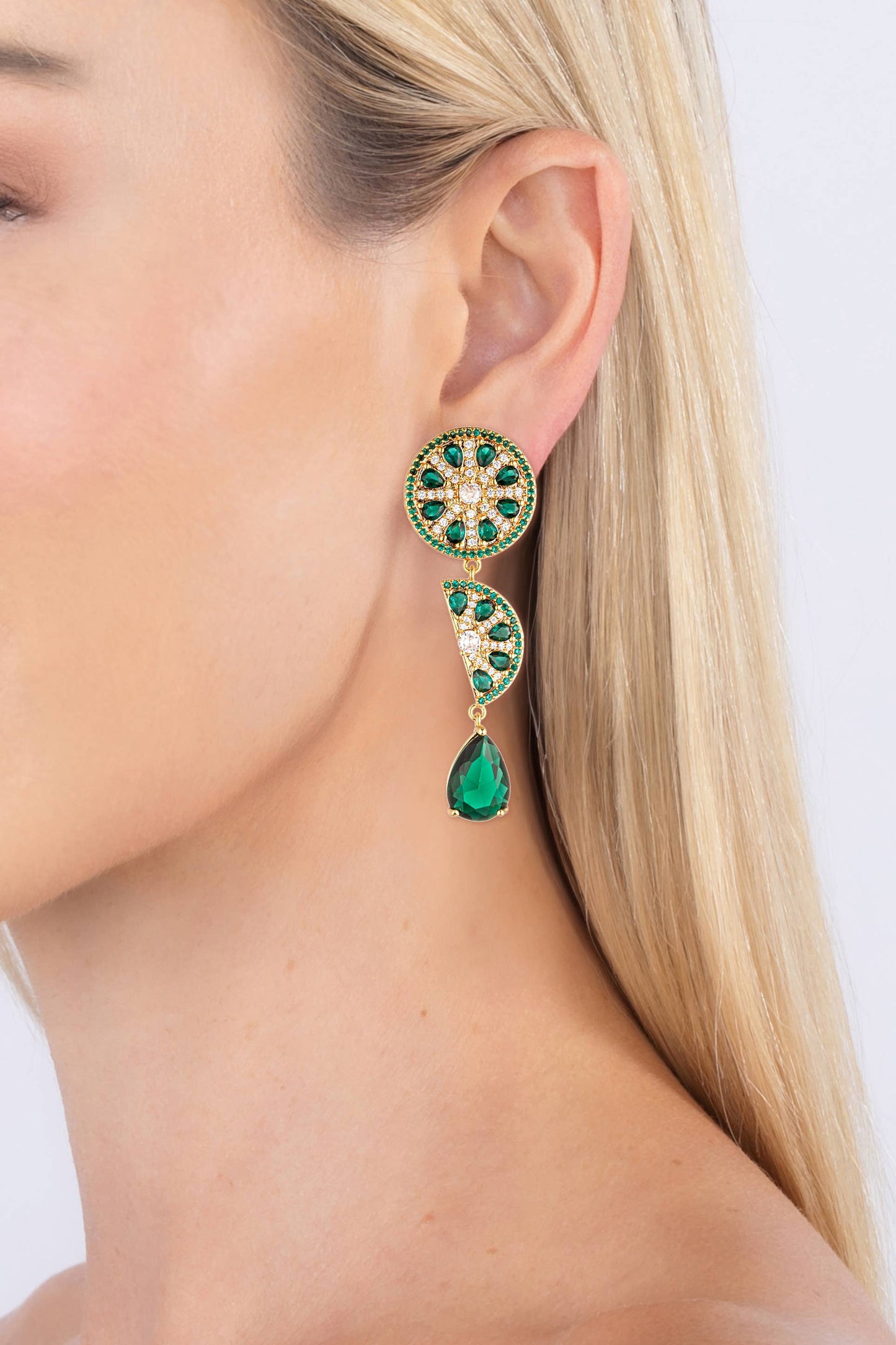 Green Lime 18K Gold Plated  Drop Earrings