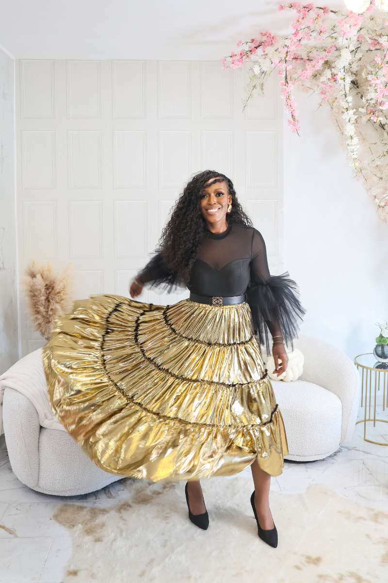 Golden Aura Maxi Skirt