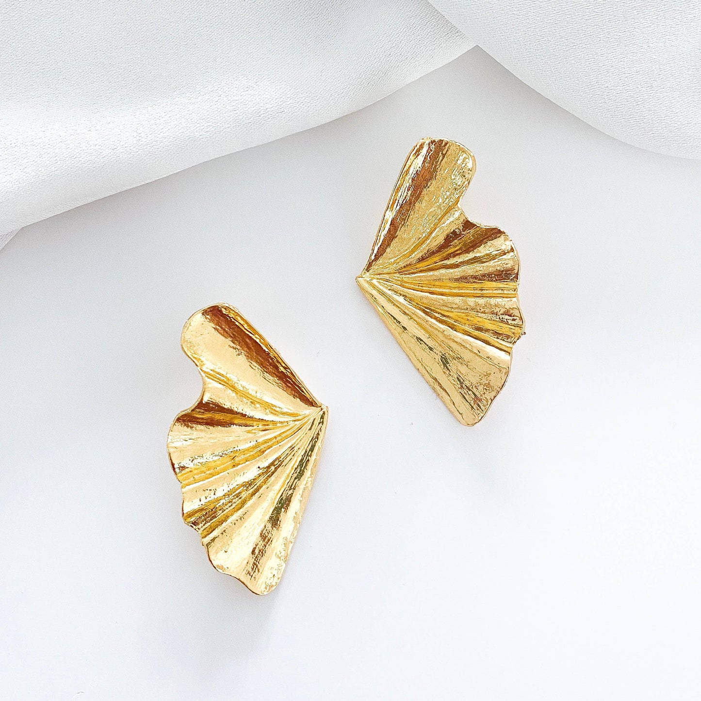 Fan Gold Statement Earrings