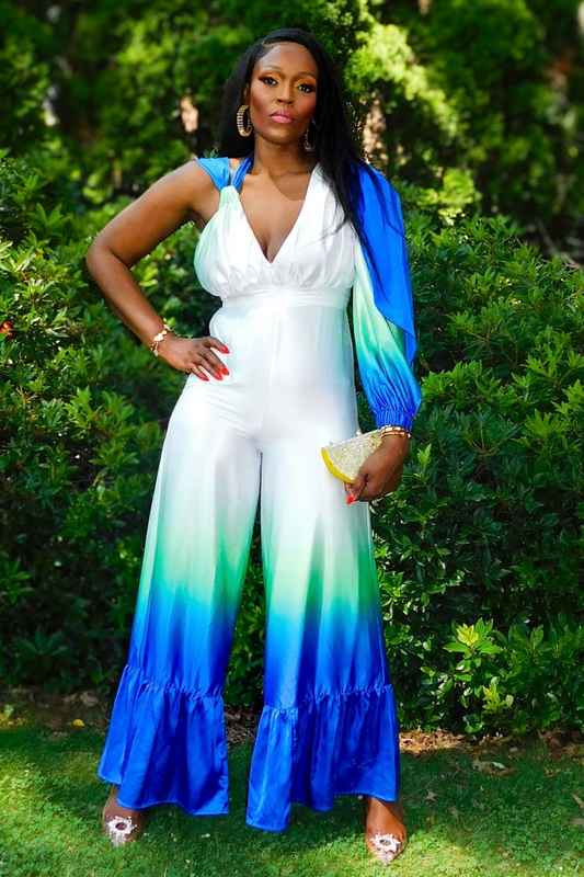 Ocean Satin Ombre Jumpsuit (FINAL SALE)