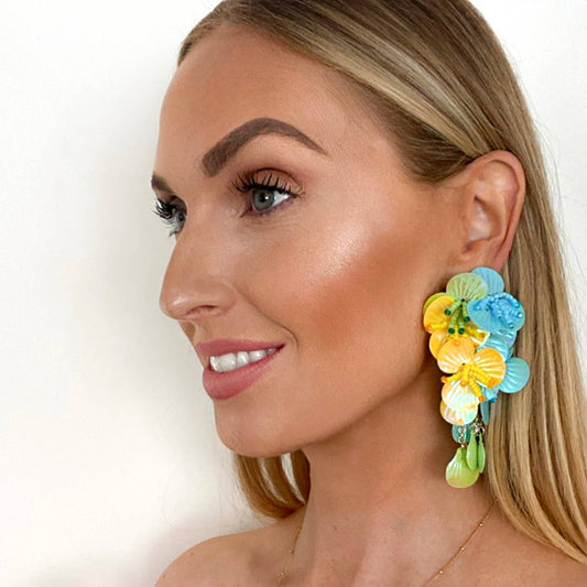 Petal Cascade Drop Statement Earrings