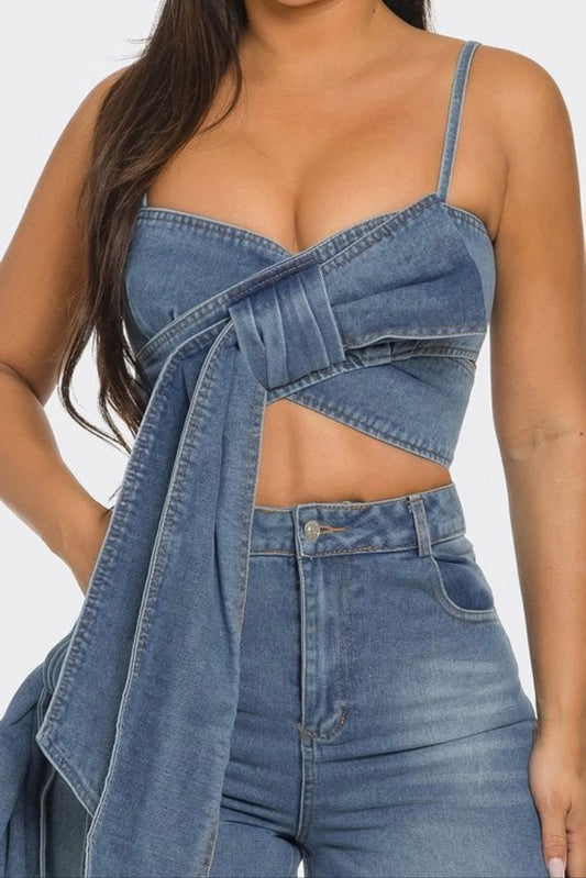 Bow Babe Denim Top