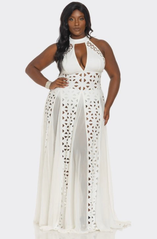 Laser Lace Eyelet Maxi Dress (FINAL SALE)