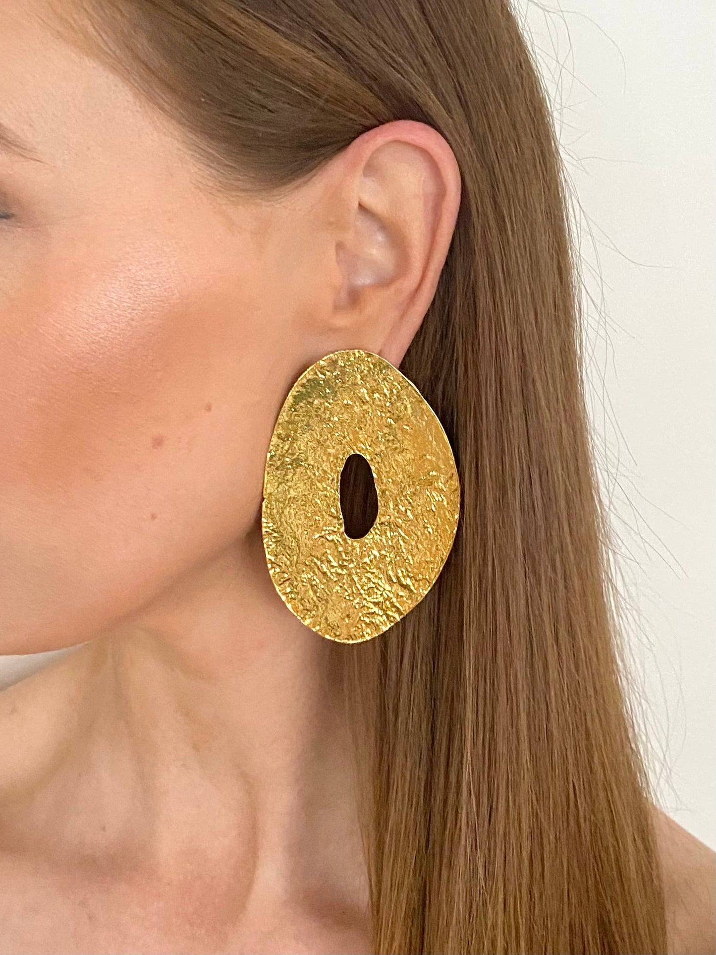 Opulent Oval Statement Gold Earrings