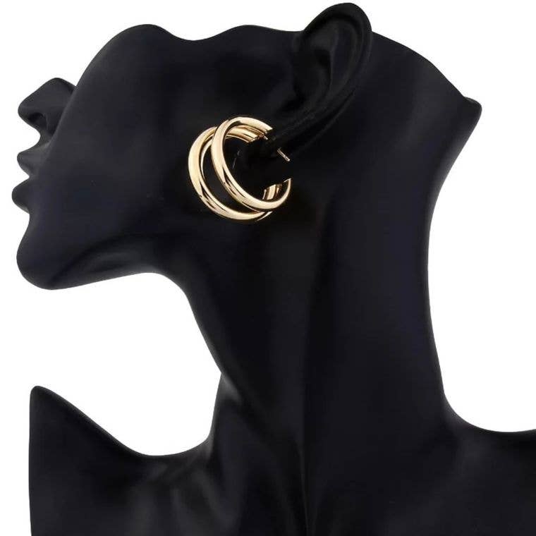 Triple Gold Hoop Earrings